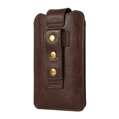 PU Leather Dual Pocket Wallet Cell Phone Belt Clip Holster Cover Pouch Case Waist Bag (L Size) for Xiaomi Huawei iPhone