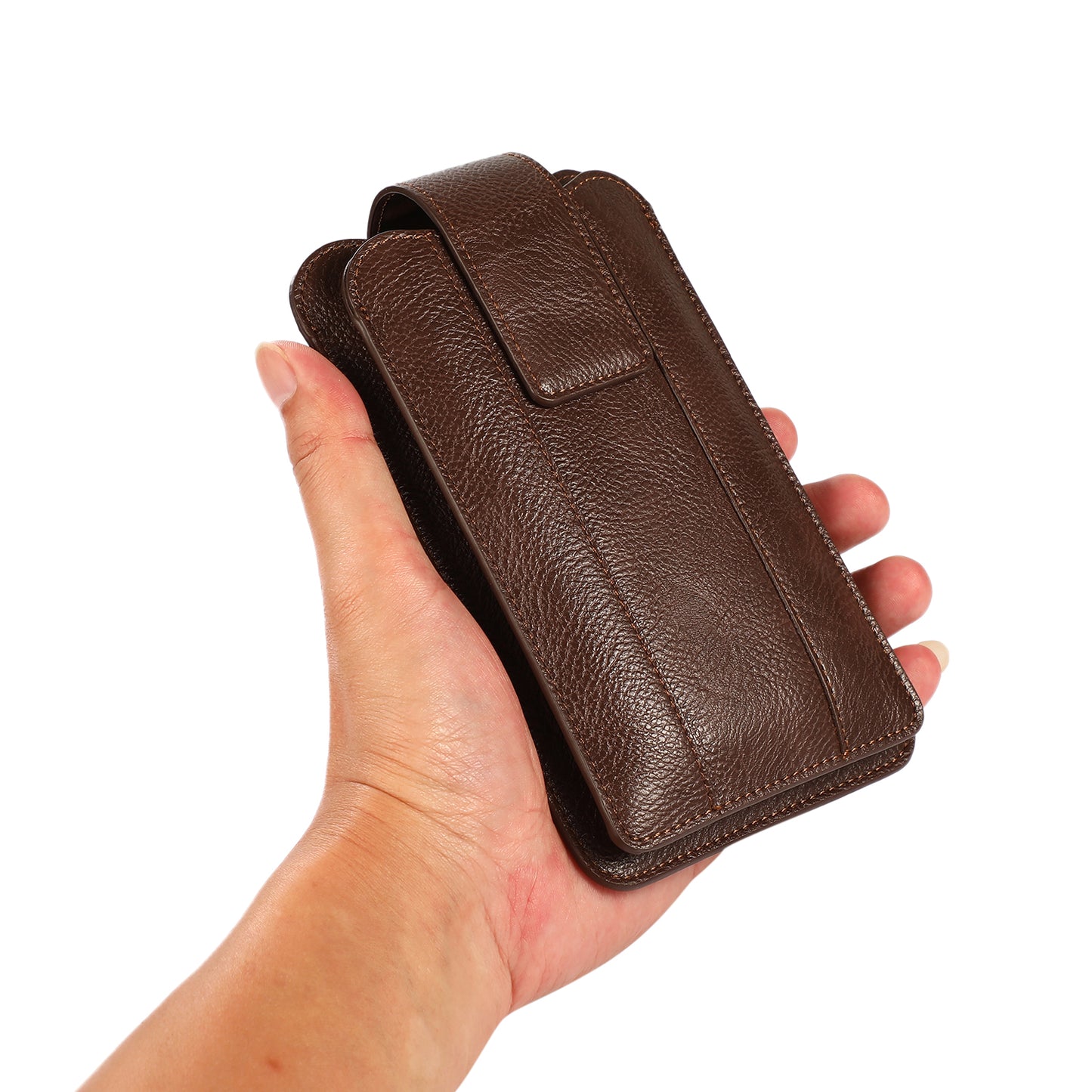 PU Leather Dual Pocket Wallet Cell Phone Belt Clip Holster Cover Pouch Case Waist Bag (L Size) for Xiaomi Huawei iPhone