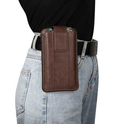 PU Leather Dual Pocket Wallet Cell Phone Belt Clip Holster Cover Pouch Case Waist Bag (L Size) for Xiaomi Huawei iPhone