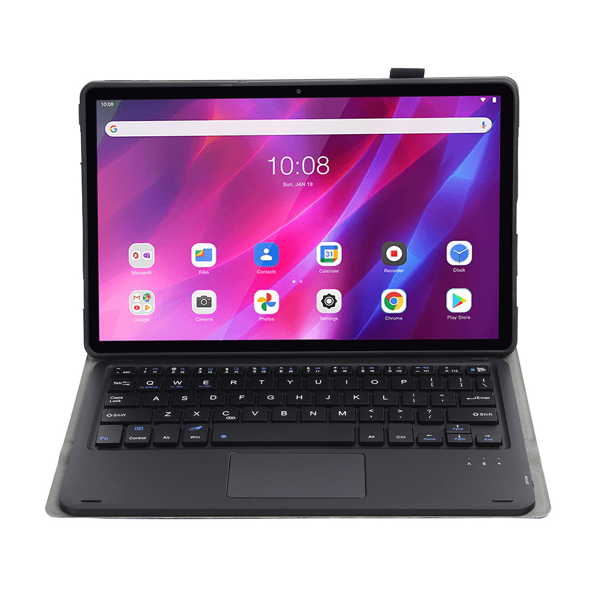 AK10-A TPU Frame + Leather Stand Case with Bluetooth Touchpad Keyboard for Lenovo Tab K10 TB-X6C6X
