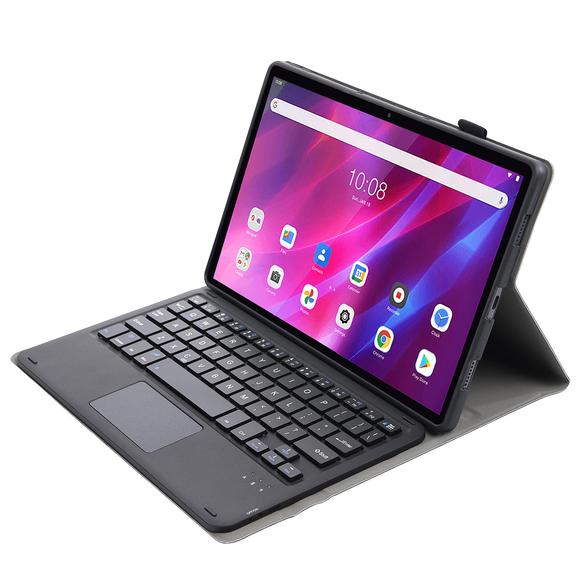 AK10-A TPU Frame + Leather Stand Case with Bluetooth Touchpad Keyboard for Lenovo Tab K10 TB-X6C6X