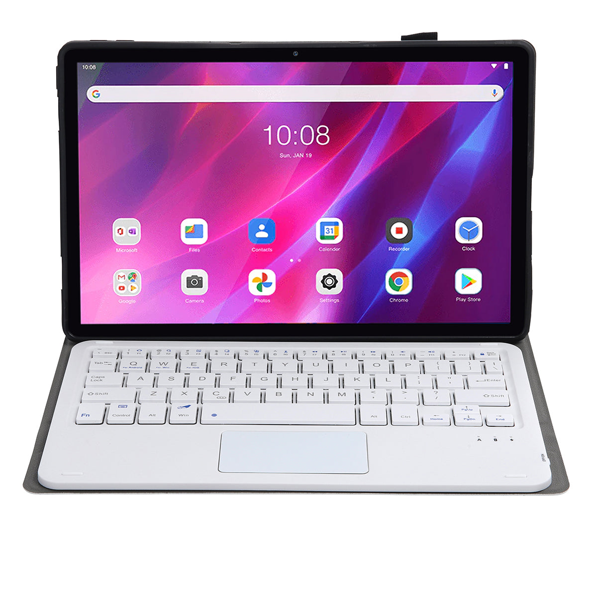 AK10-A TPU Frame + Leather Stand Case with Bluetooth Touchpad Keyboard for Lenovo Tab K10 TB-X6C6X
