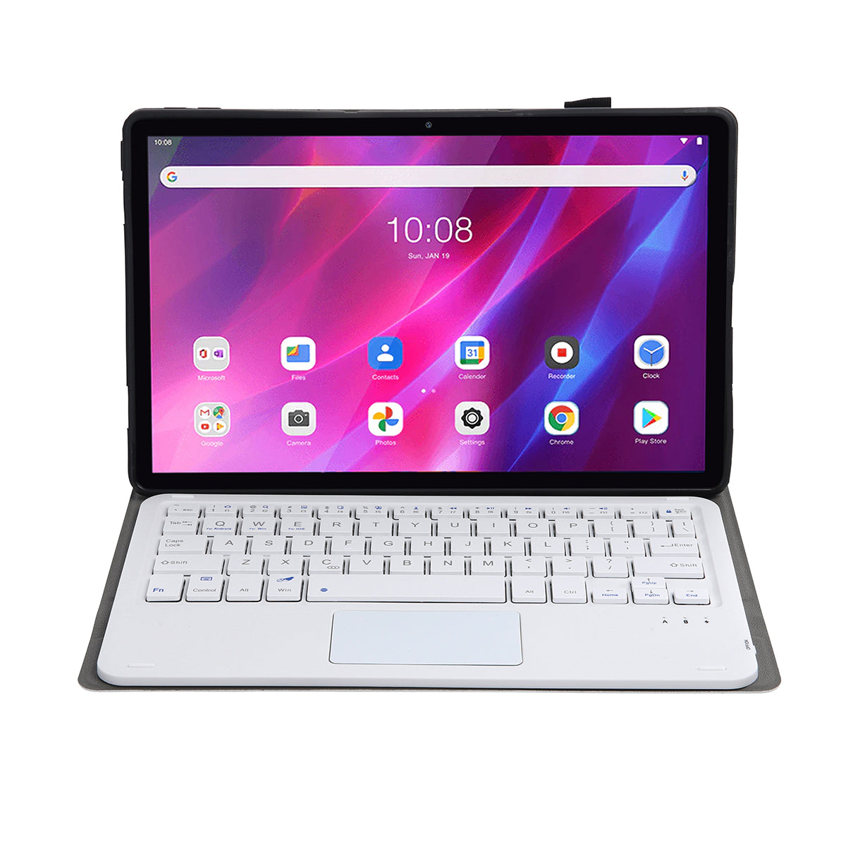 AK10-A TPU Frame + Leather Stand Case with Bluetooth Touchpad Keyboard for Lenovo Tab K10 TB-X6C6X