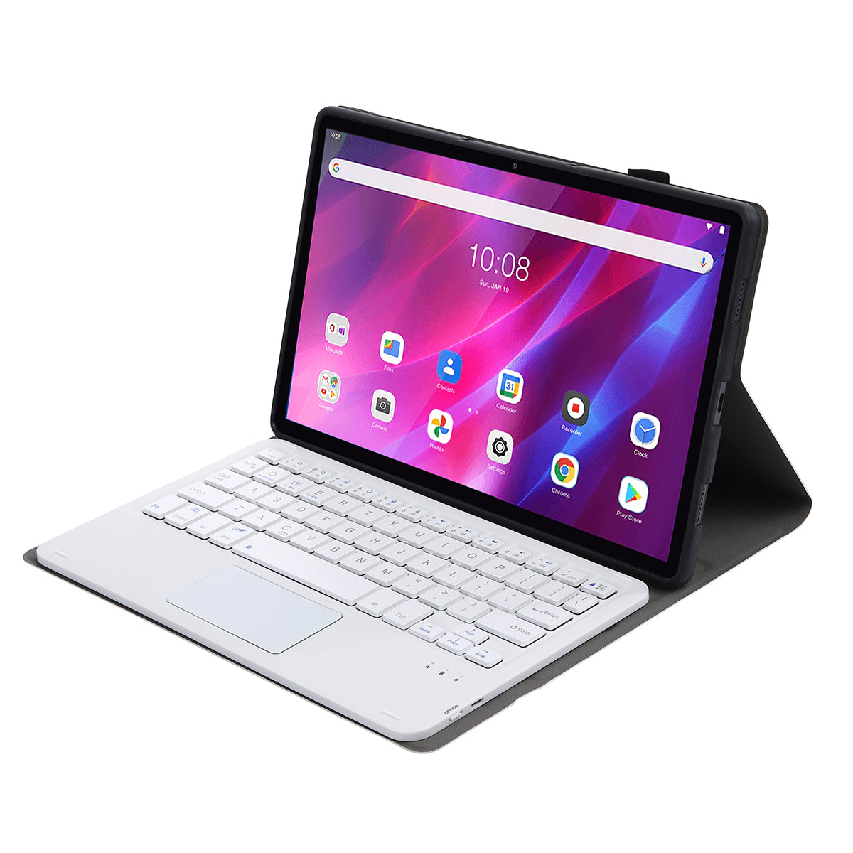 AK10-A TPU Frame + Leather Stand Case with Bluetooth Touchpad Keyboard for Lenovo Tab K10 TB-X6C6X