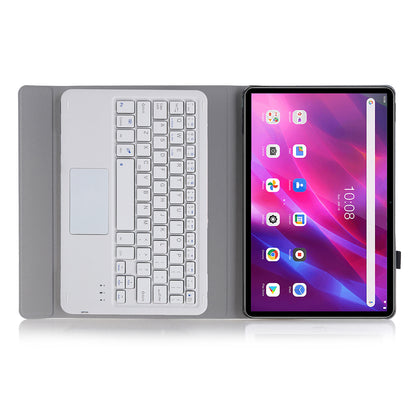 AK10-A TPU Frame + Leather Stand Case with Bluetooth Touchpad Keyboard for Lenovo Tab K10 TB-X6C6X