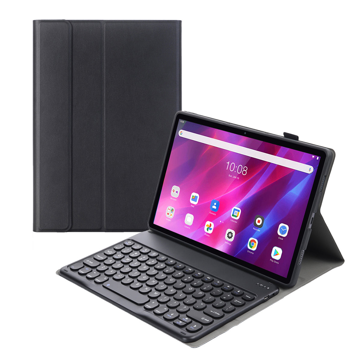 YAK10 2-in-1 Leather Stand Case with Round Keycap Bluetooth Keyboard for Lenovo Tab K10 TB-X6C6X