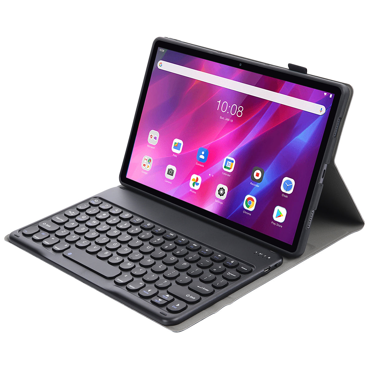 YAK10 2-in-1 Leather Stand Case with Round Keycap Bluetooth Keyboard for Lenovo Tab K10 TB-X6C6X