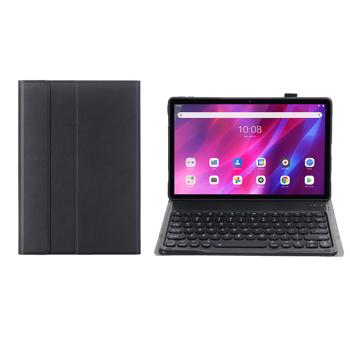 YAK10 2-in-1 Leather Stand Case with Round Keycap Bluetooth Keyboard for Lenovo Tab K10 TB-X6C6X