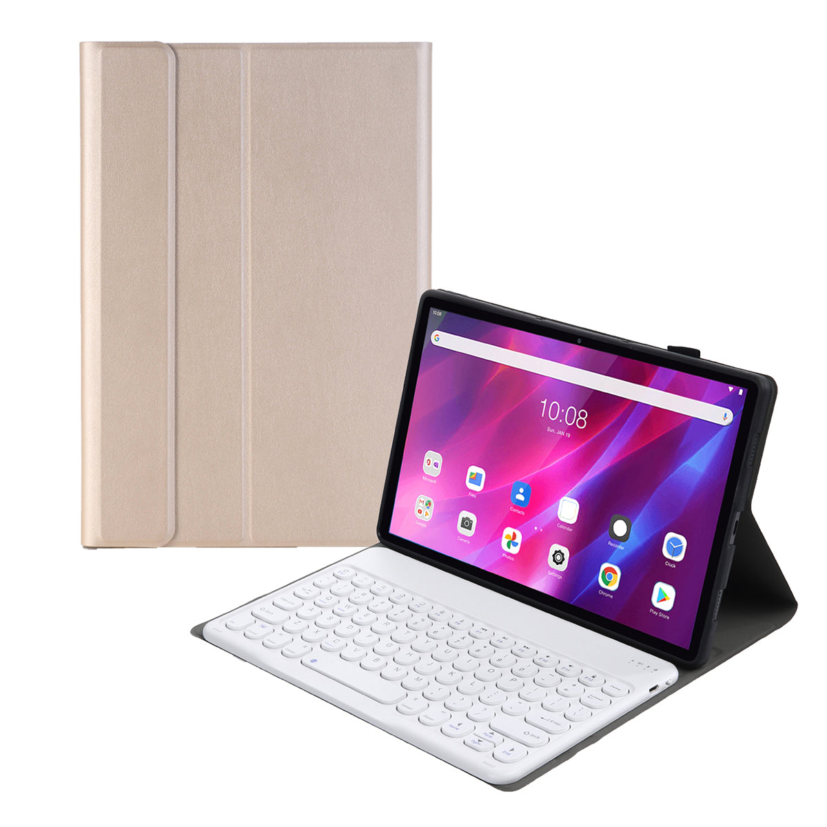 YAK10 2-in-1 Leather Stand Case with Round Keycap Bluetooth Keyboard for Lenovo Tab K10 TB-X6C6X