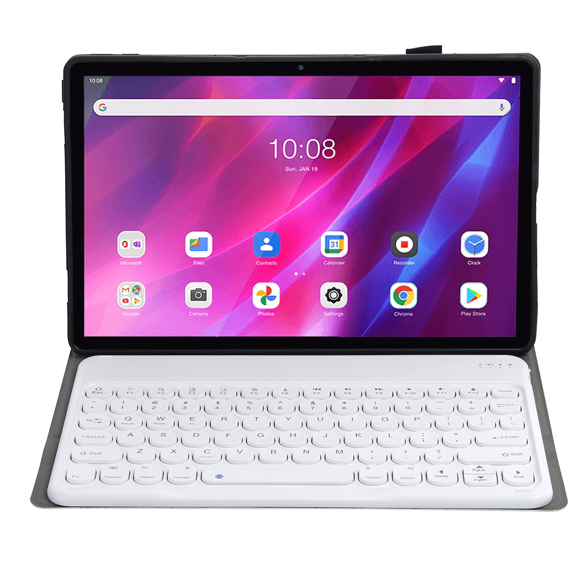 YAK10 2-in-1 Leather Stand Case with Round Keycap Bluetooth Keyboard for Lenovo Tab K10 TB-X6C6X