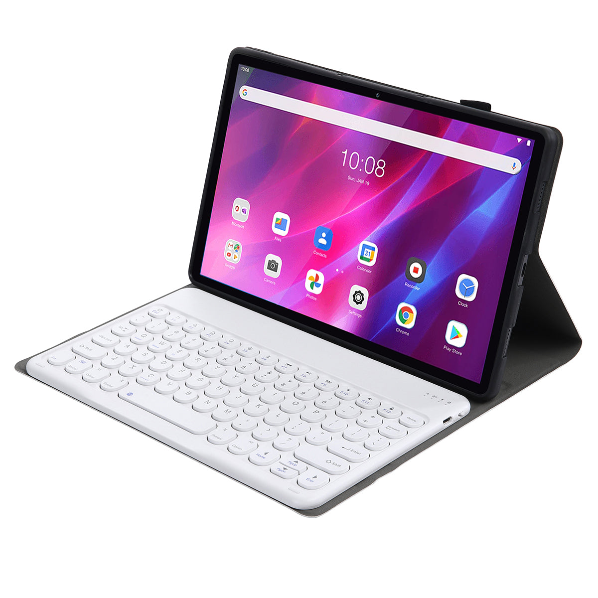 YAK10 2-in-1 Leather Stand Case with Round Keycap Bluetooth Keyboard for Lenovo Tab K10 TB-X6C6X