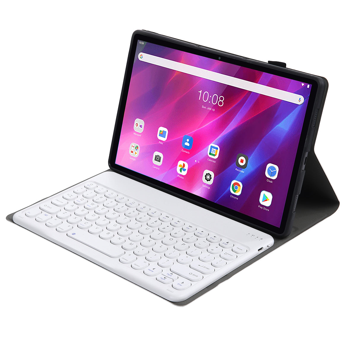 YAK10 2-in-1 Leather Stand Case with Round Keycap Bluetooth Keyboard for Lenovo Tab K10 TB-X6C6X