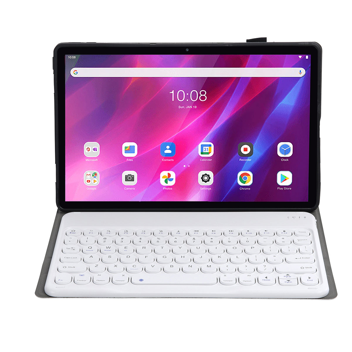 YAK10 2-in-1 Leather Stand Case with Round Keycap Bluetooth Keyboard for Lenovo Tab K10 TB-X6C6X
