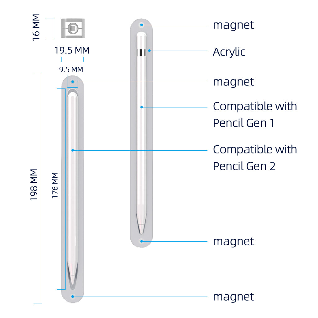 Magnetic Pencil Holder Case Stylus Storage Box for Apple Pencil (1st and 2nd Generation)