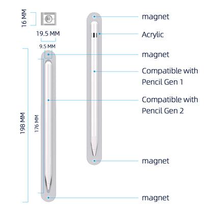 Magnetic Pencil Holder Case Stylus Storage Box for Apple Pencil (1st and 2nd Generation)