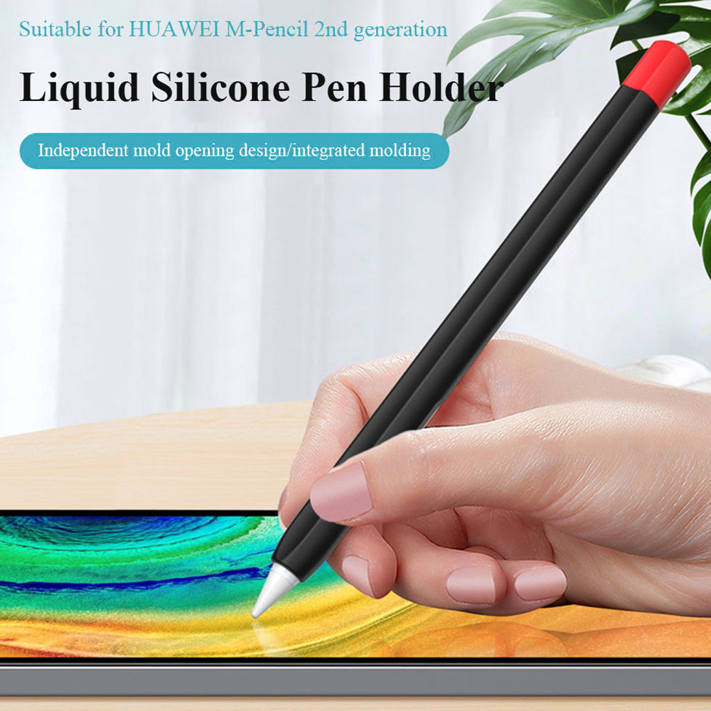 For Huawei M-Pencil 2nd Generation Stylus Liquid Silicone Sleeve Cover Soft Smooth Grip Anti-Slip Protective Skin Case with Pen Cap