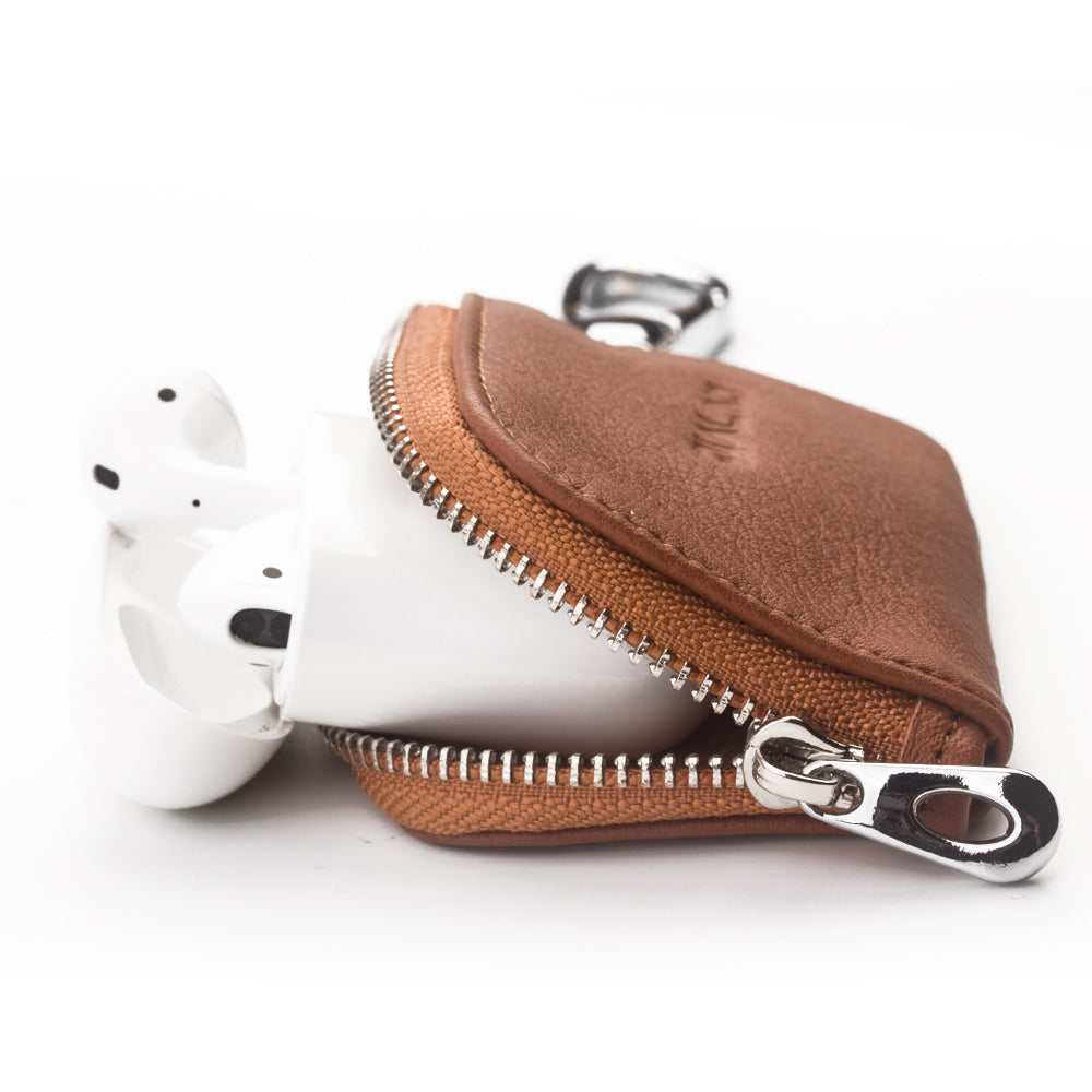 QIALINO Cowhide Leather for Apple Airpods Earphone Storage Bag