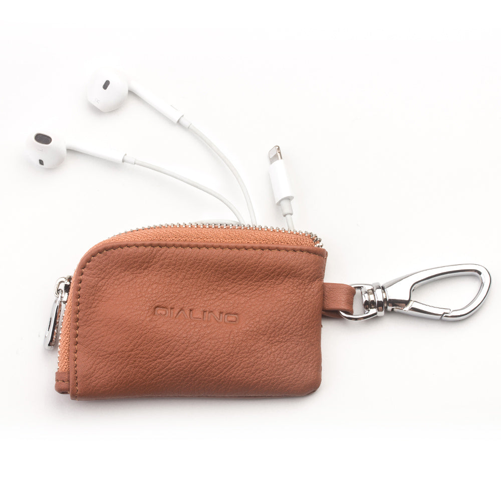 QIALINO Cowhide Leather for Apple Airpods Earphone Storage Bag