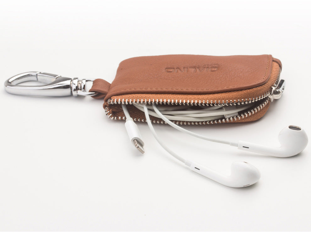 QIALINO Cowhide Leather for Apple Airpods Earphone Storage Bag