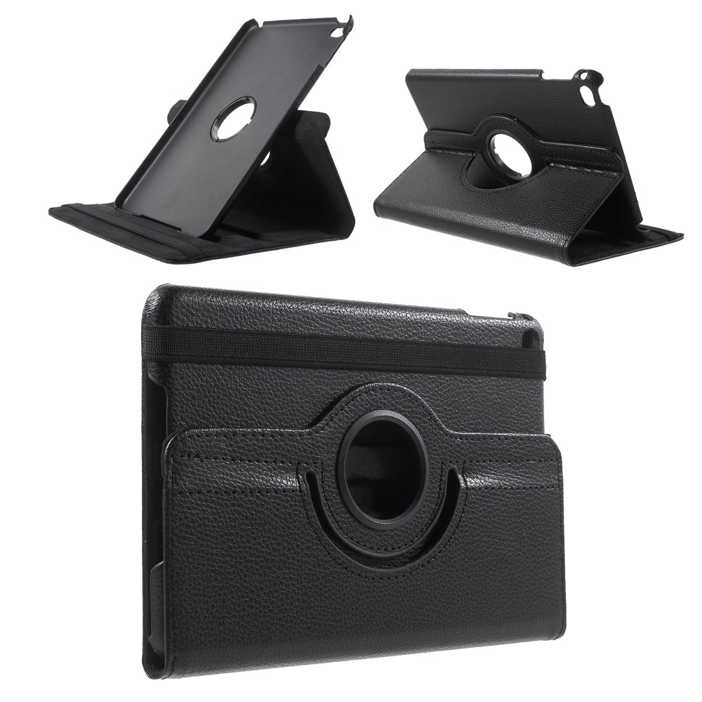 For iPad mini 4 Lychee 360-Rotation Leather Stand Case Cover