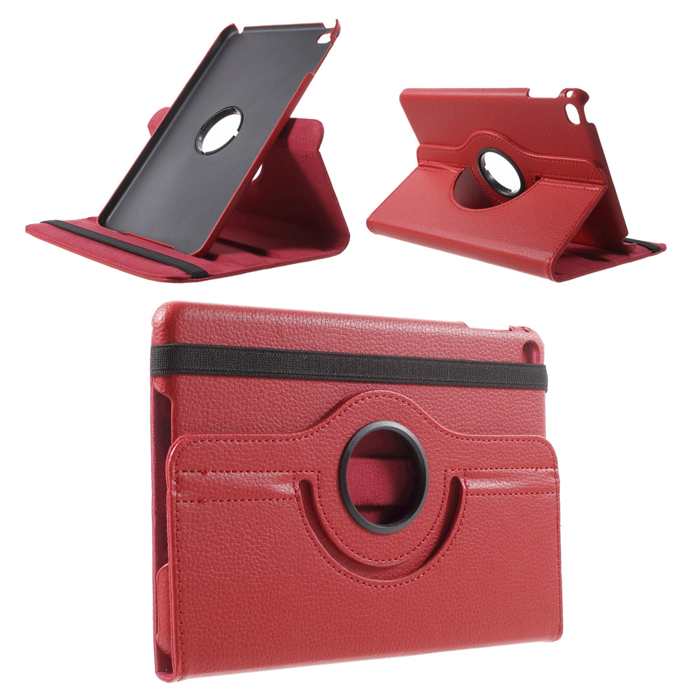 For iPad mini 4 Lychee 360-Rotation Leather Stand Case Cover