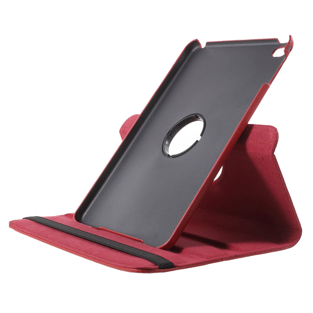 For iPad mini 4 Lychee 360-Rotation Leather Stand Case Cover