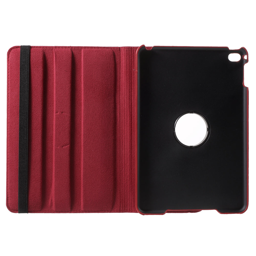 For iPad mini 4 Lychee 360-Rotation Leather Stand Case Cover