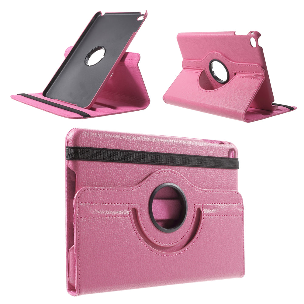 For iPad mini 4 Lychee 360-Rotation Leather Stand Case Cover