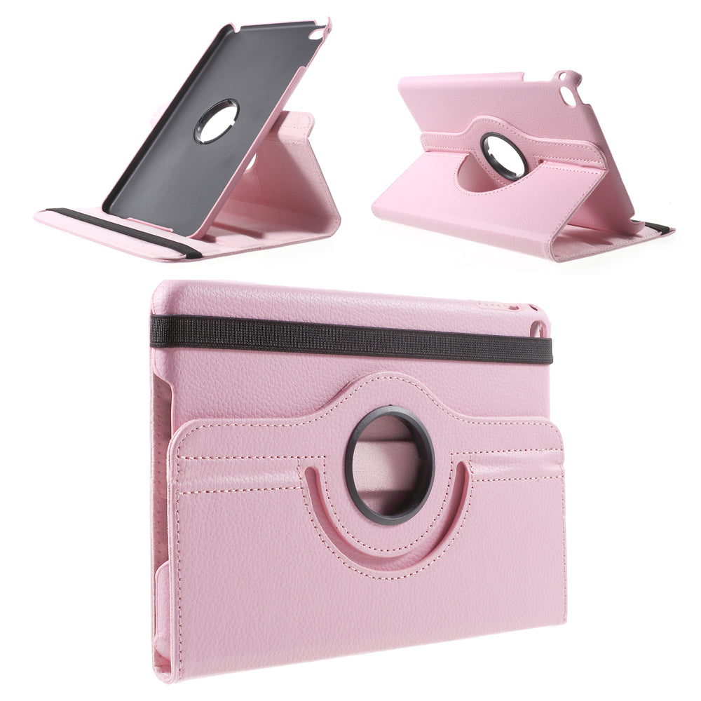 For iPad mini 4 Lychee 360-Rotation Leather Stand Case Cover