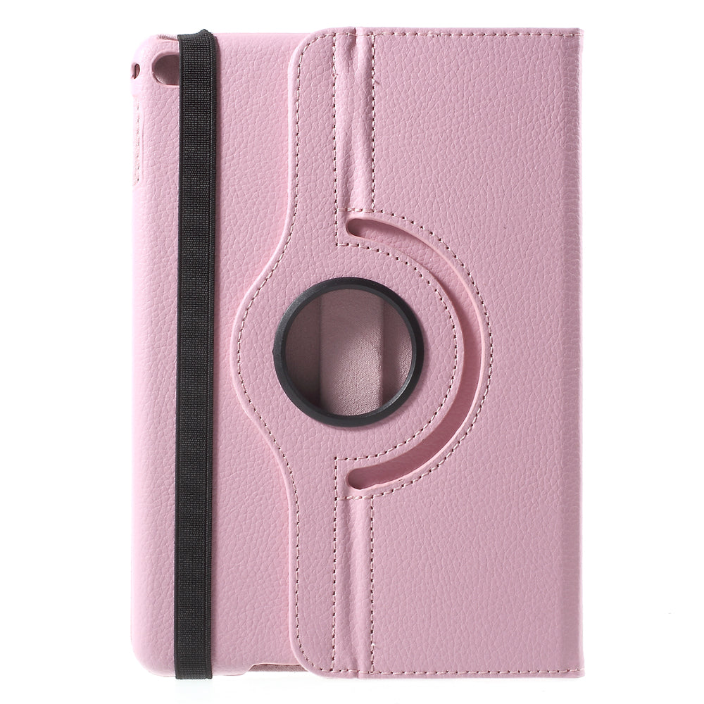 For iPad mini 4 Lychee 360-Rotation Leather Stand Case Cover