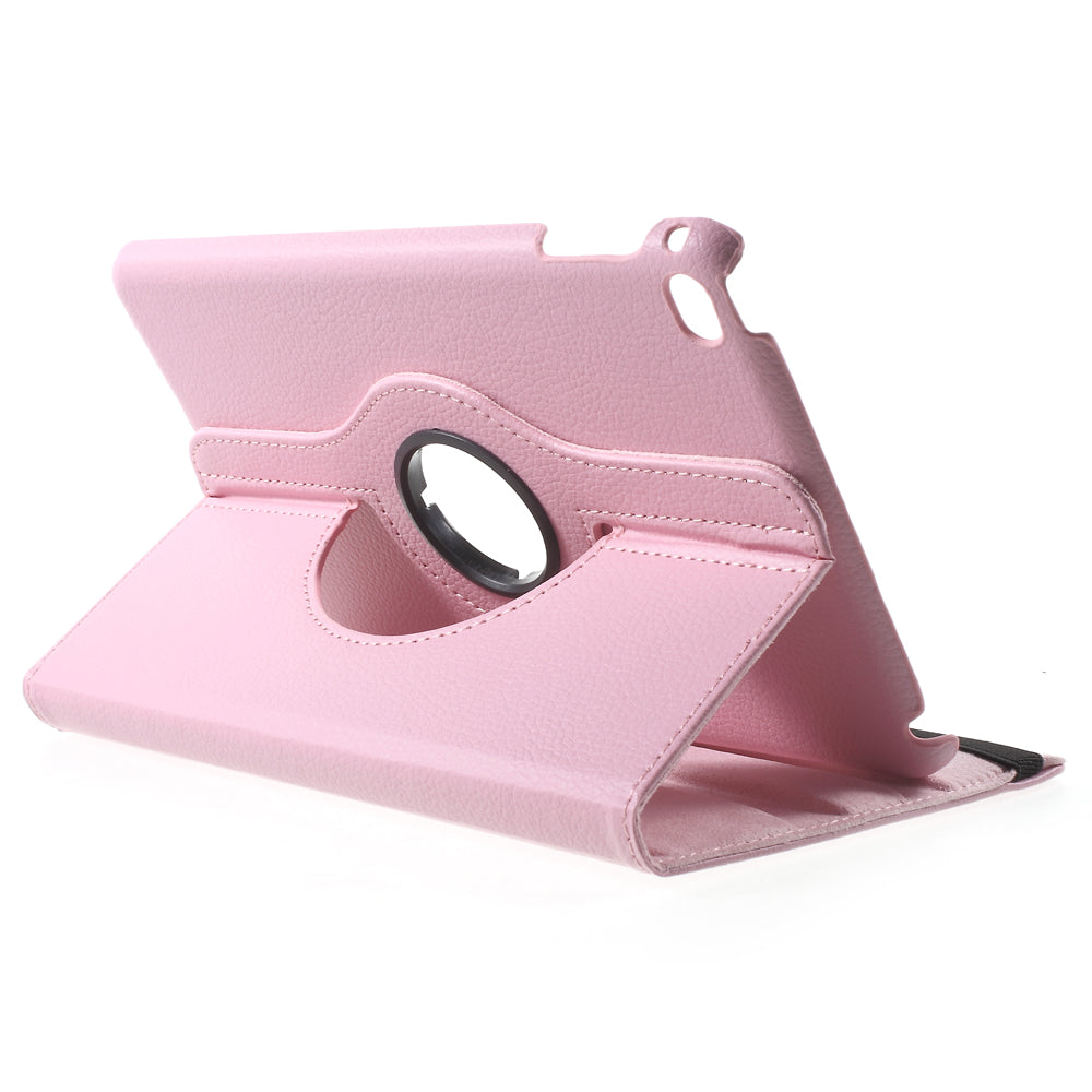 For iPad mini 4 Lychee 360-Rotation Leather Stand Case Cover