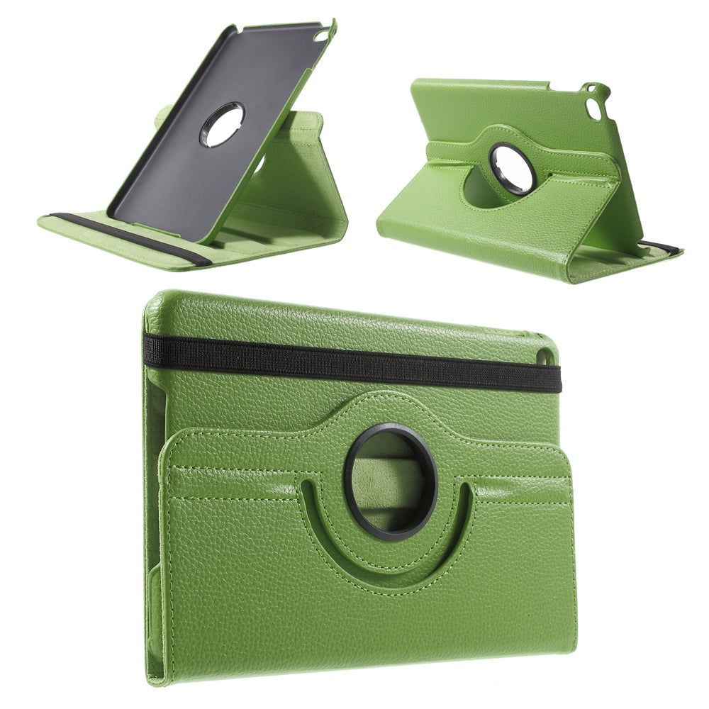 For iPad mini 4 Lychee 360-Rotation Leather Stand Case Cover