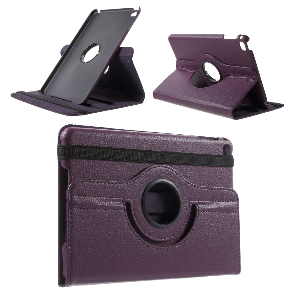 For iPad mini 4 Lychee 360-Rotation Leather Stand Case Cover
