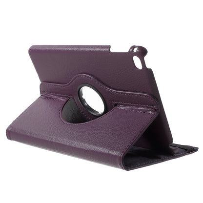 For iPad mini 4 Lychee 360-Rotation Leather Stand Case Cover