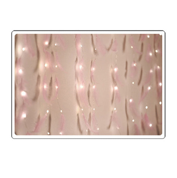 USB Remote Feather Curtain Light String Night Light Wedding Party Decor 3x3m