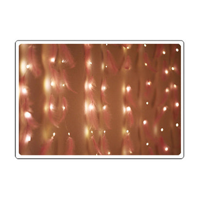 USB Remote Feather Curtain Light String Night Light Wedding Party Decor 3x3m