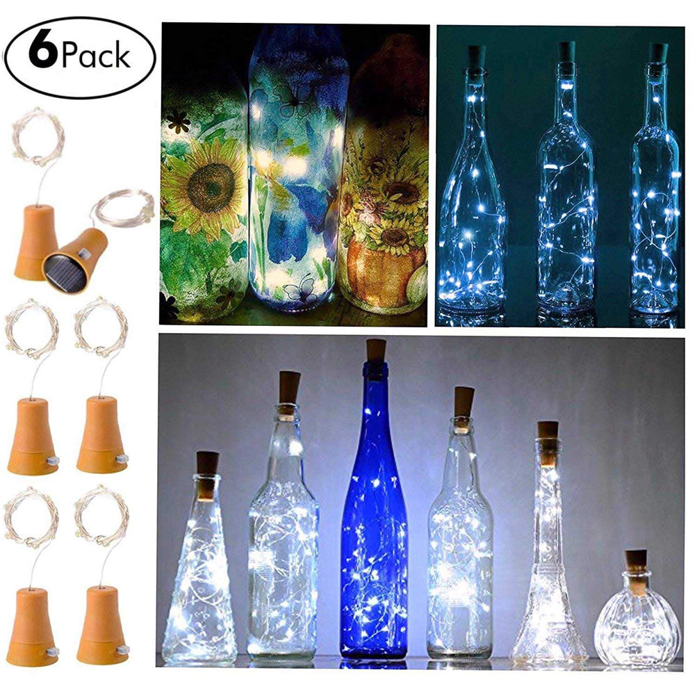 2m 20-LED Waterproof Copper Wire Wine Bottle String Festival Decor (6 PCS/Pack with screws)