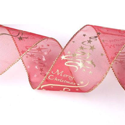 6.3x200cm Christmas Printed Ribbon Strap for Gift Box Wrapping Decor