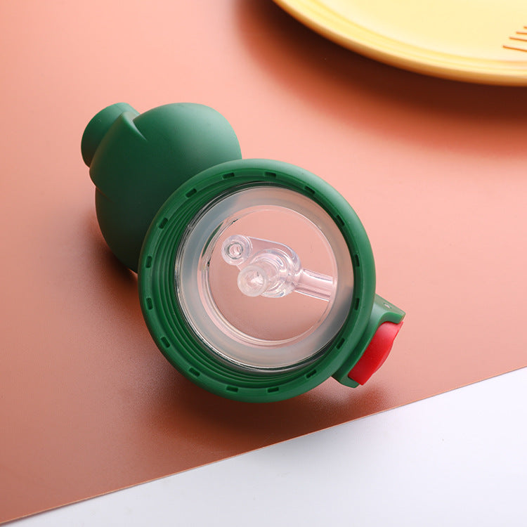 Children Vacuum Cup Water Bottle Cover with Straw Child Safe Drink Straw Cap