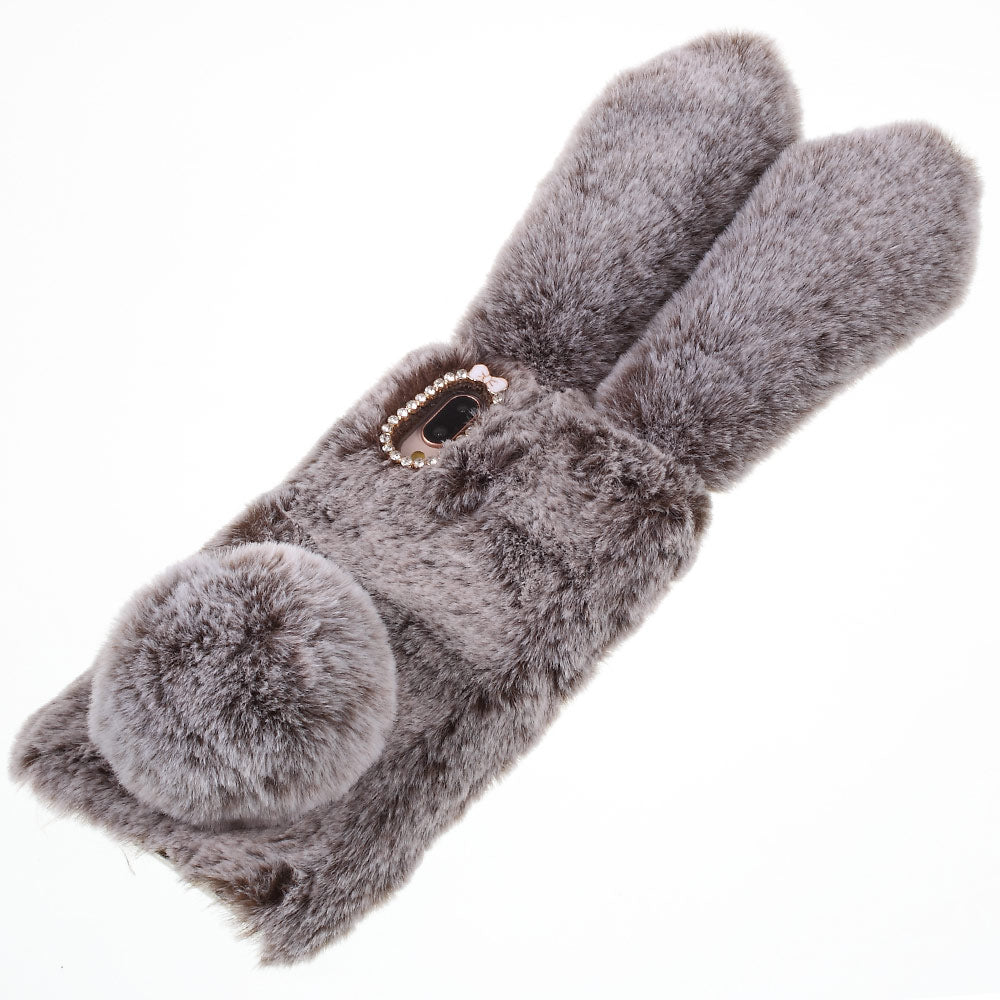 For Huawei P20 Lite / Nova 3e (China) Rabbit Shape Fluffy Fur Coated Rhinestone TPU Protective Mobile Shell