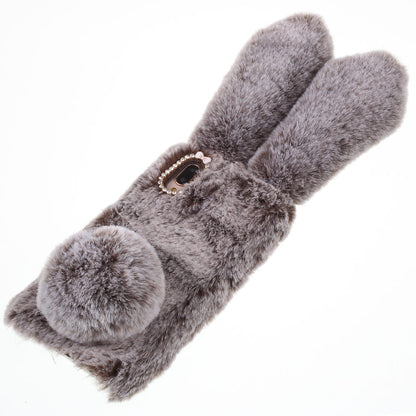 For Huawei P20 Lite / Nova 3e (China) Rabbit Shape Fluffy Fur Coated Rhinestone TPU Protective Mobile Shell