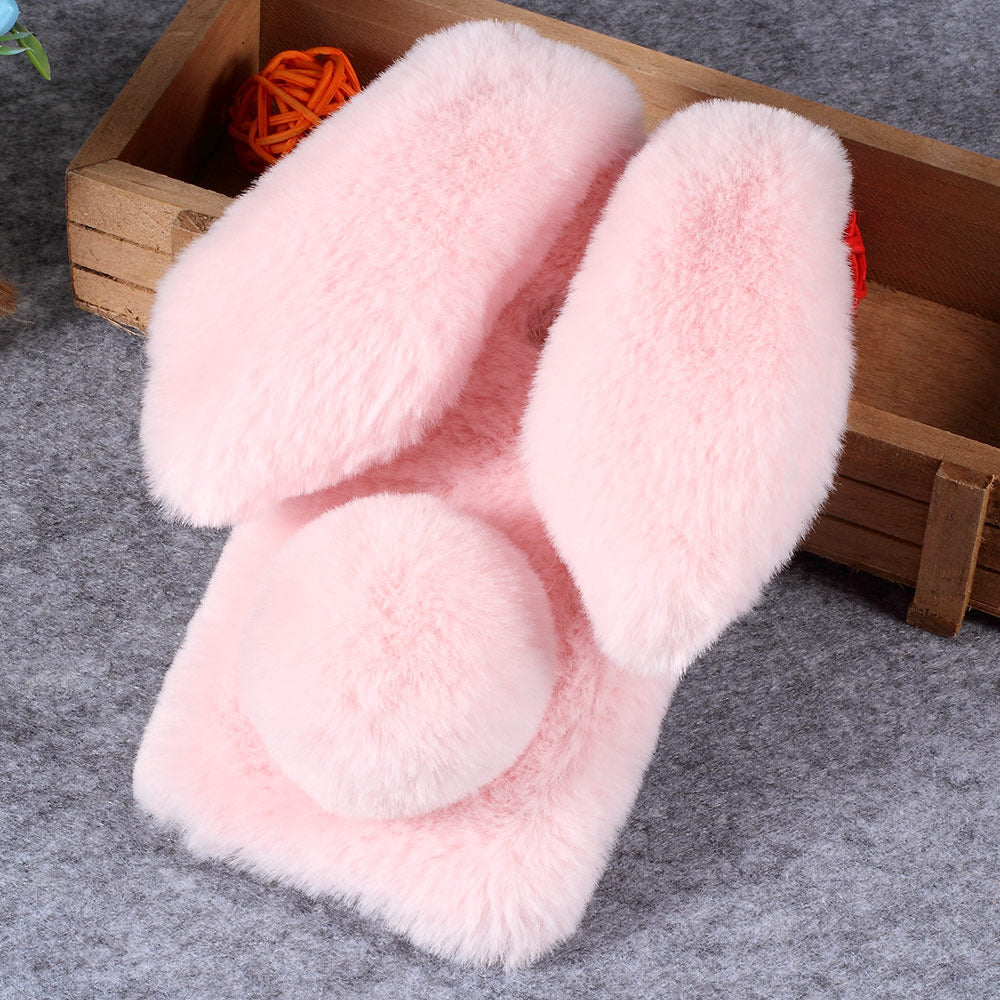 For Huawei P20 Lite / Nova 3e (China) Rabbit Shape Fluffy Fur Coated Rhinestone TPU Protective Mobile Shell