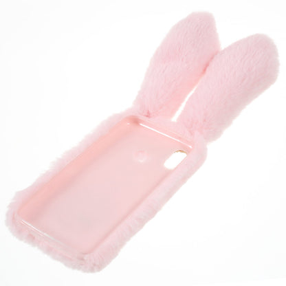 For Huawei P20 Lite / Nova 3e (China) Rabbit Shape Fluffy Fur Coated Rhinestone TPU Protective Mobile Shell