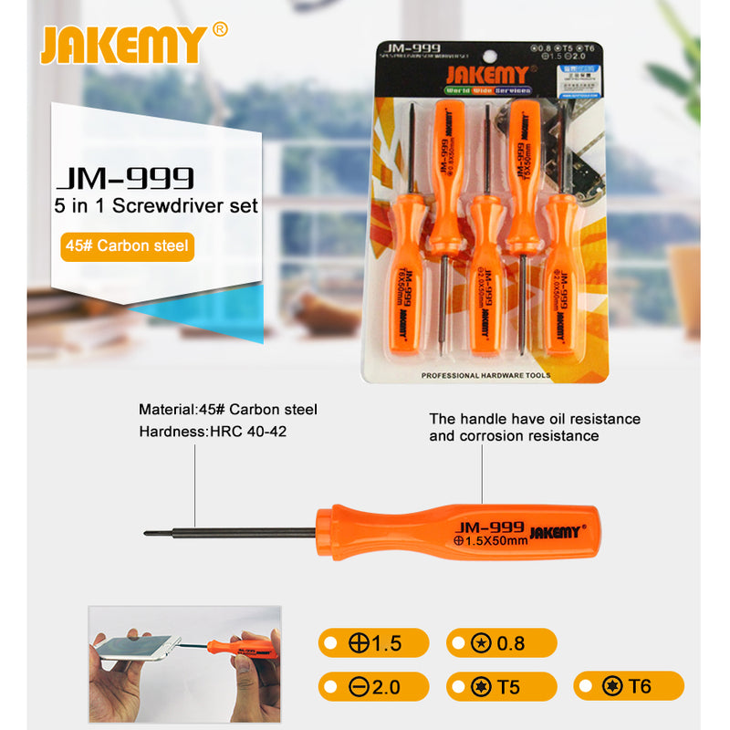 JAKEMY JM-999 5Pcs/Set Torx Pentagon Philips Screwdriver Repair Tool Kit