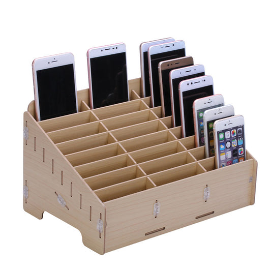 BG6039 Wooden 24-Grid Desktop Supplies Organizer Multi-functional Storage Box