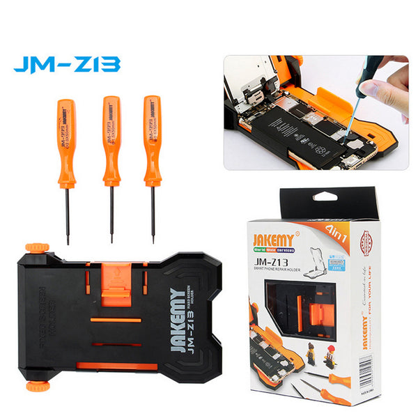 JAKEMY JM-Z13 4-in-1 PCB Repair Smartphone Holder + 3 Screwdrivers Repairing Tool Kit