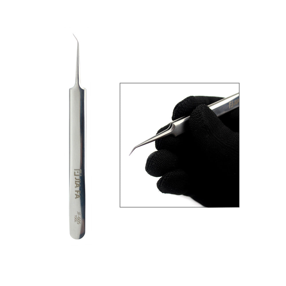 JIAFA JF-605 Multi-purpose Curved Tip Stainless Steel Tweezer