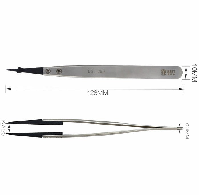 BEST BST-259A Stainless Steel Anti-static Fine Point Tweezers with Replaceable Tip