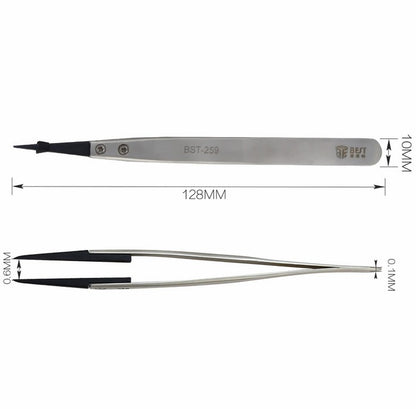 BEST BST-259A Stainless Steel Anti-static Fine Point Tweezers with Replaceable Tip