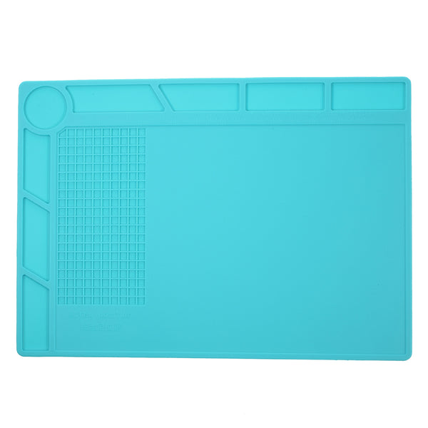Silicone Pad Phone Maintenance Platform High Temperature Resistant with 25cm Scale Ruler - Blue